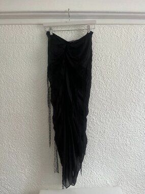 Sharon Wauchob 100% Silk Ruched Skirt with Lace Details